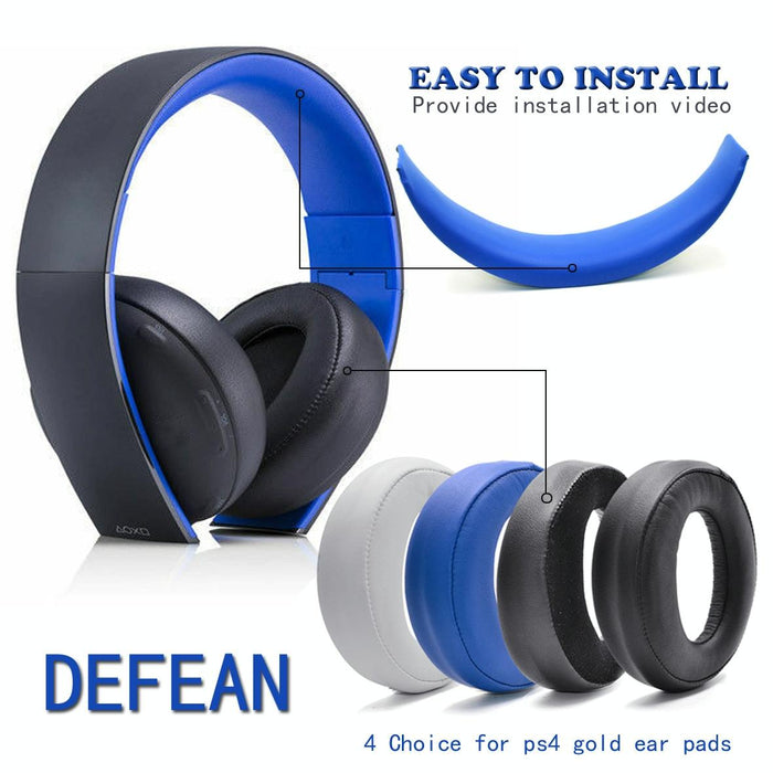 2 Pcs Headphone Sponge Cover For Sony Ps3 Ps4 7.1 Gold - Gray Earpads