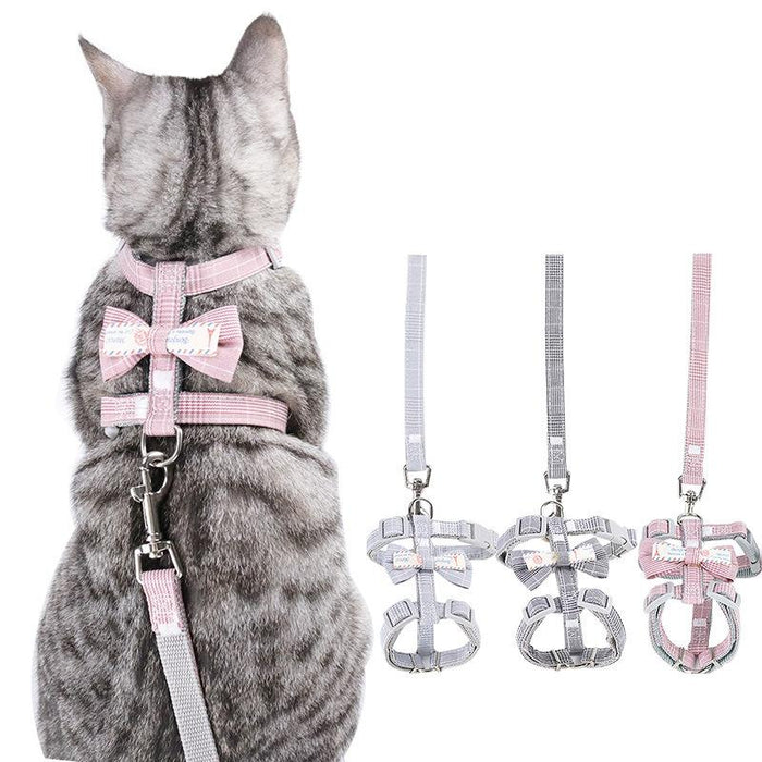 Adjustable Anti Breakaway Cat Leash With Bow Knot
