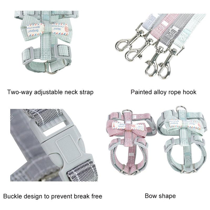 Adjustable Anti Breakaway Cat Leash With Bow Knot