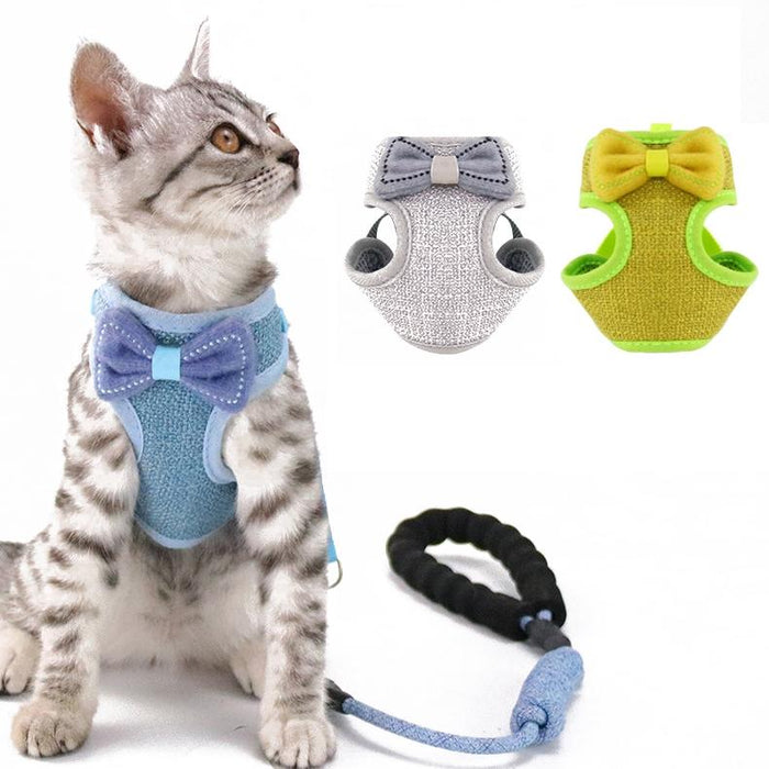 Adjustable Cat Leash Bow Vest Type