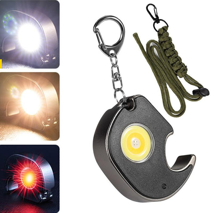 Portable Mini Keychain Flashlight Strong Light Black + Hand Rope