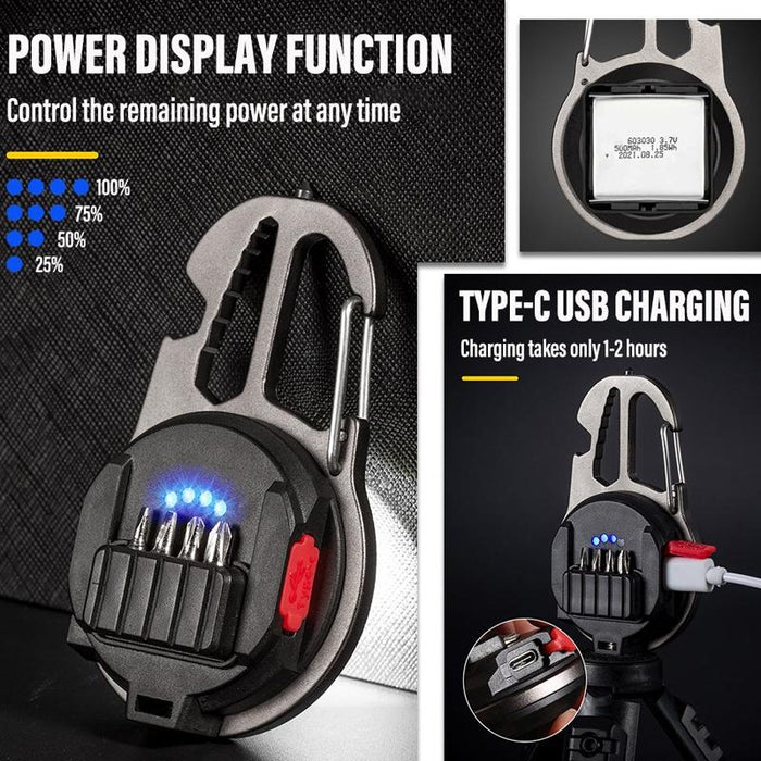 Portable Mini Wrench Flashlight Black + Screws