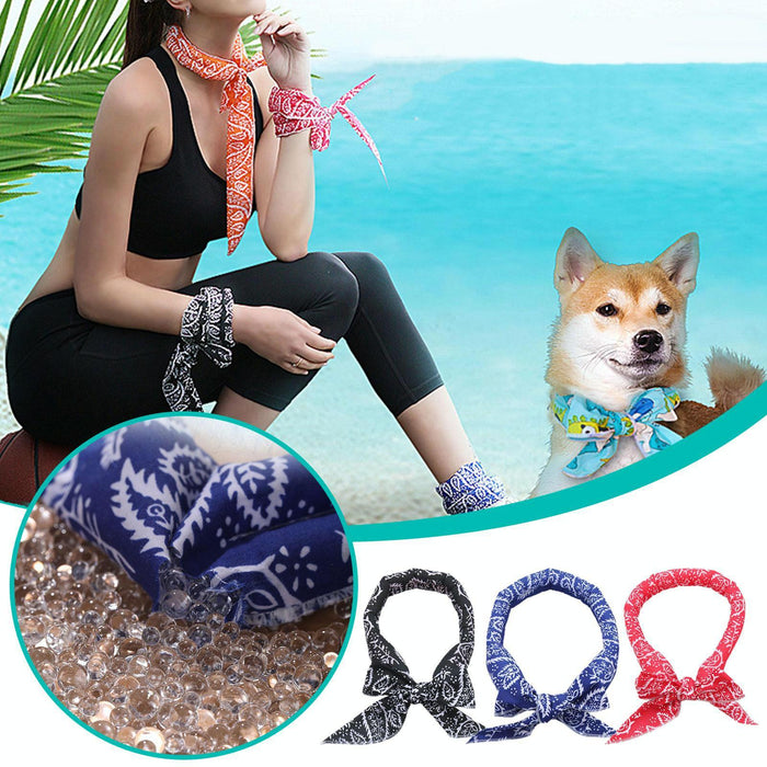 3 Piece Cooling Bandana Neck Wraps For Summer Black Leaves