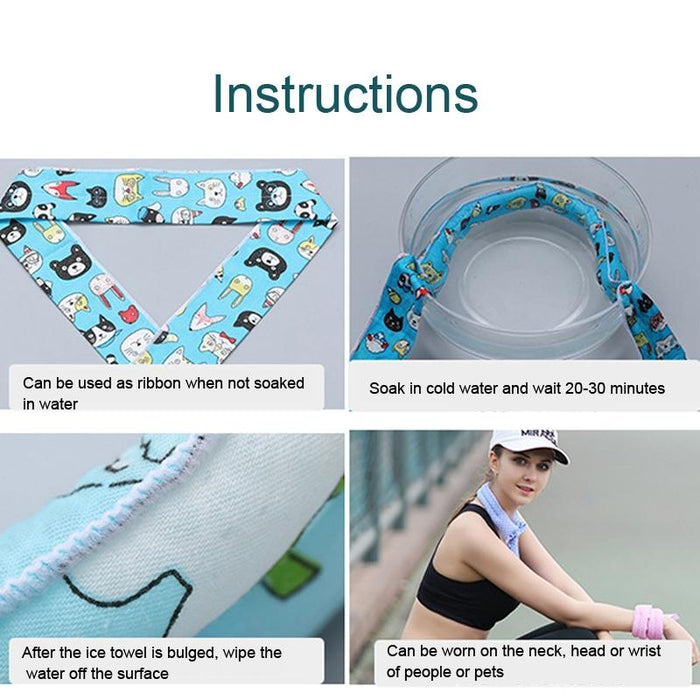 3 Piece Cooling Bandana Neck Wraps For Summer Blue Leaves