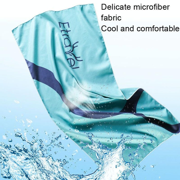 Quick-Drying Towel Double-Sided Fleece Bath Towel - Small Blue & Towel