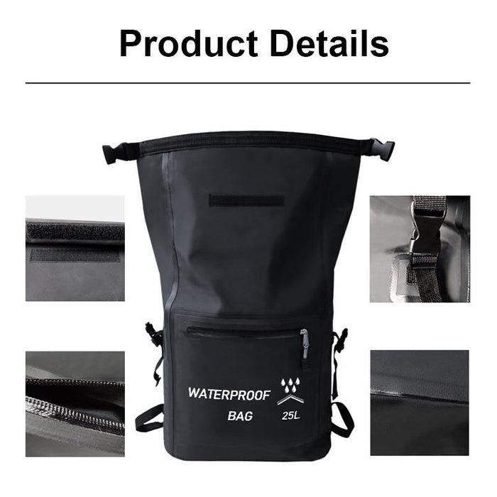 25L Waterproof Beach Bag For Swimming And Upstream Activities Black