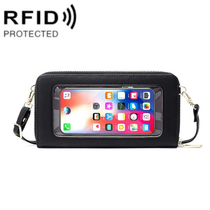 Anti Theft Rfid Cross Body Phone Bag With Touch Screen
