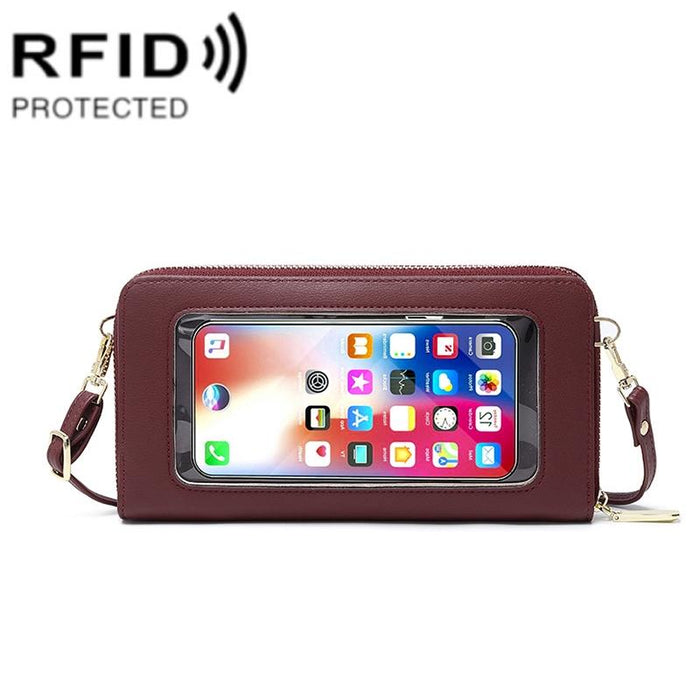 Anti Theft Rfid Cross Body Phone Bag With Touch Screen