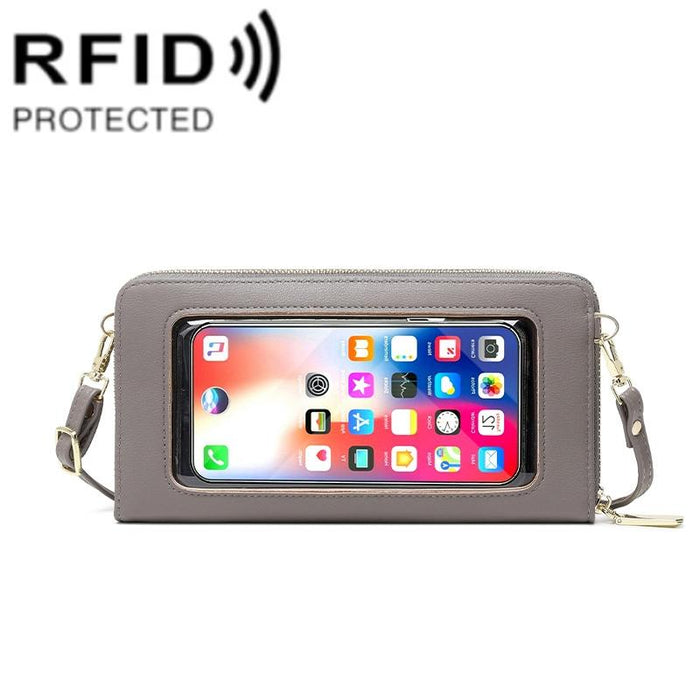 Anti Theft Rfid Cross Body Phone Bag With Touch Screen