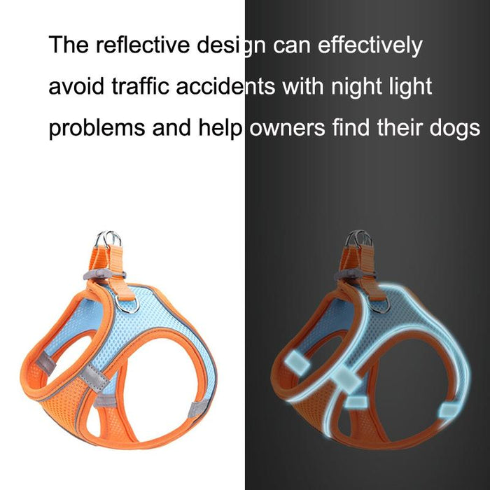 Breathable Reflective Pet Chest Strap With Traction Rope