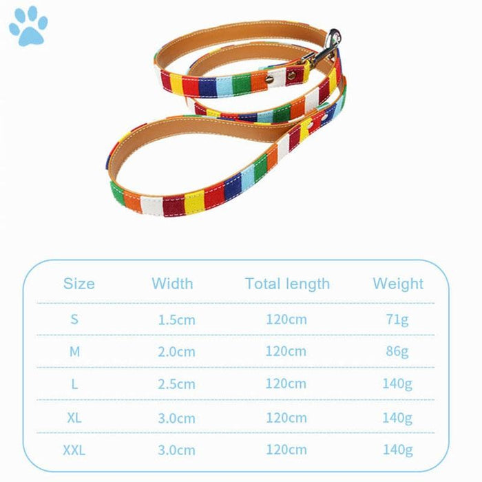 Colourful Strip Canvas Dog Leash L 2.5 X 120Cm