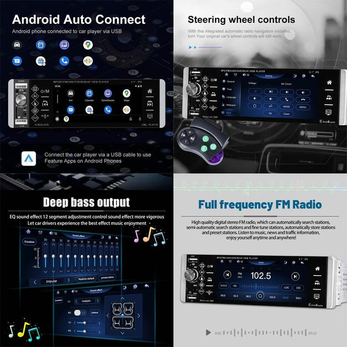 5.1 Inch Ips Capacitive Carplay Player + 4 Light Camera - A2905