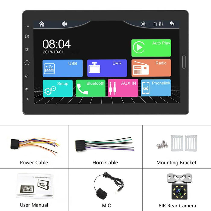 10.1 Inch Full Screen Car Mp5 Player With Wired Carplay - Standard + 8 Light Camera