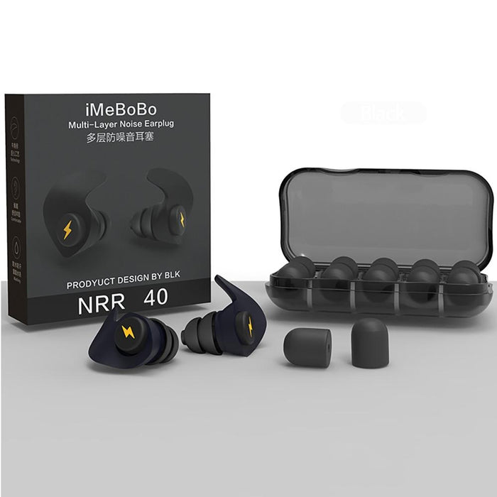 Black Soundproof Sleep Earplugs Noise Reduction
