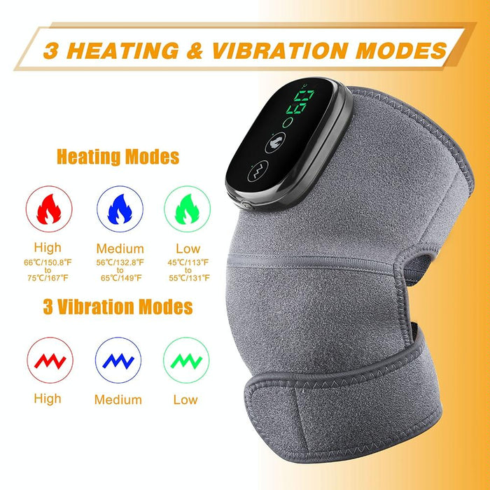 Vibrating Knee Massager With Heat Therapy Gray