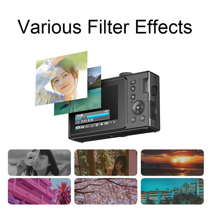 R1 48 Million Hd Pixels 3.0 Inch Screen Children Digital Camera - Black & Card Reader