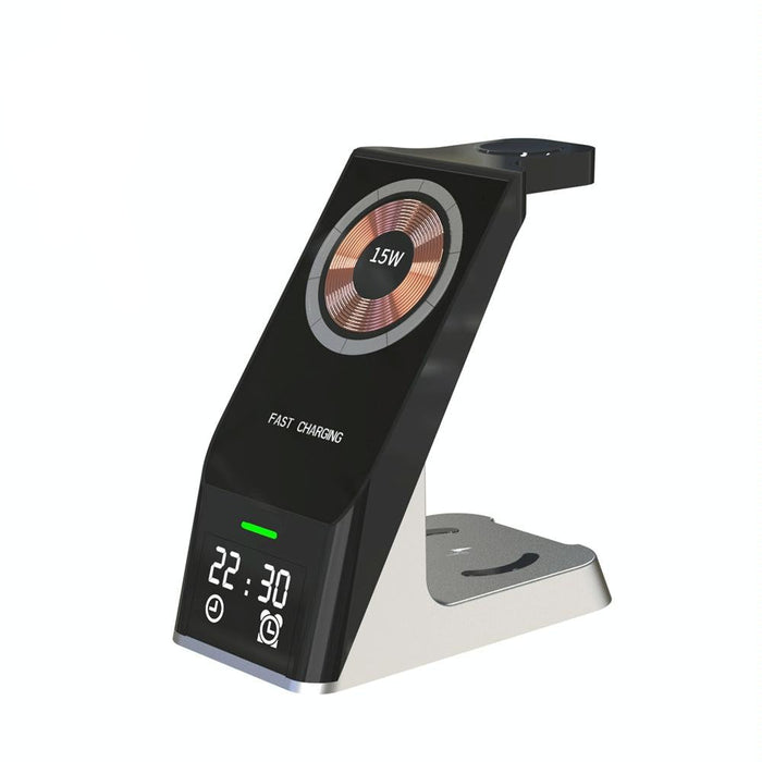 15W 6 In 1 Magnetic Wireless Charger With Clock For Iwatch / Airpods