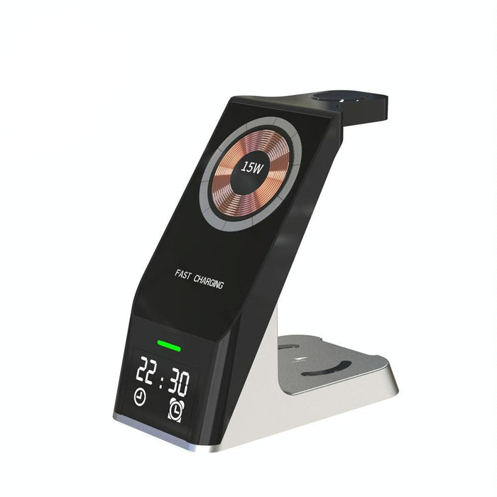 15W 6 In 1 Magnetic Wireless Charger With Clock For Iwatch / Airpods