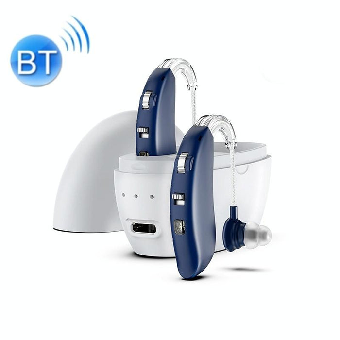 Rechargeable Hearing Aid Amplifier With Charging Pod Blue+White