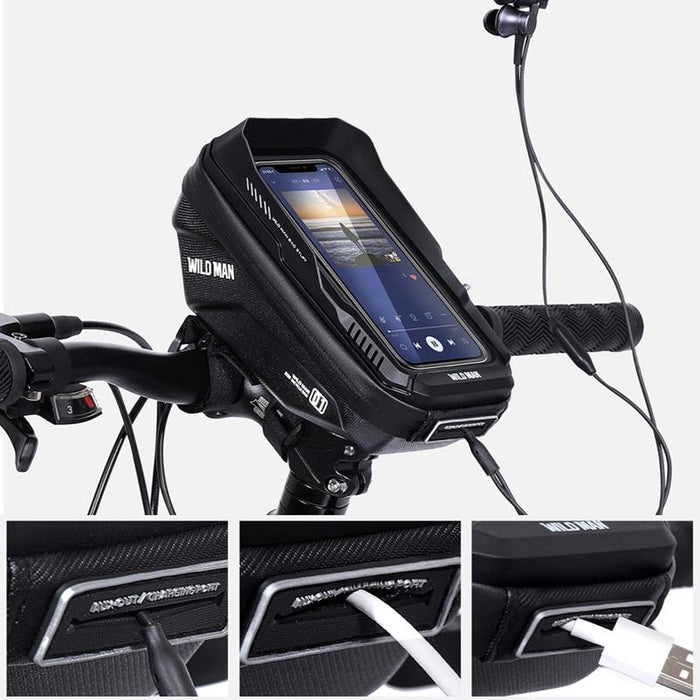 1L Hard Shell Bike Handlebar Bag With Touch Screen