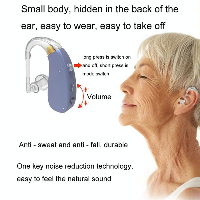 Digital Elderly Hearing Aid Rechargeable Sound Amplifier Black