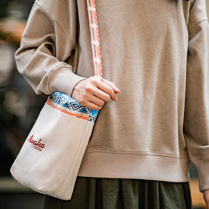 Retro National Canvas Barrel Bag Dual Use Color