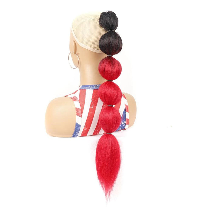 Shaggy Bubble Shape Drawstring Ponytail Wig Long 1Btred
