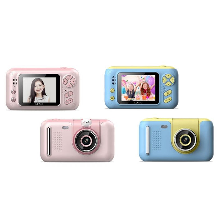 2.4 Inch Hd Reversible Kids Camera  &  16G Memory Card & Reader Yellow / Blue