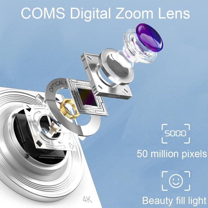 2.88 Inch 4K 8X Optical Zoom Telescopic Lens Hd Digital Camera White