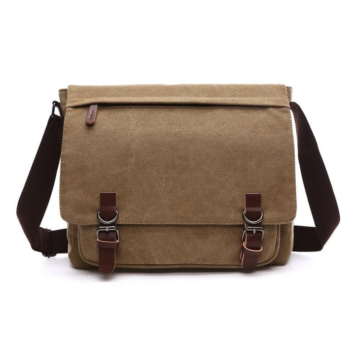 Khaki Canvas Business Messenger Bag Large