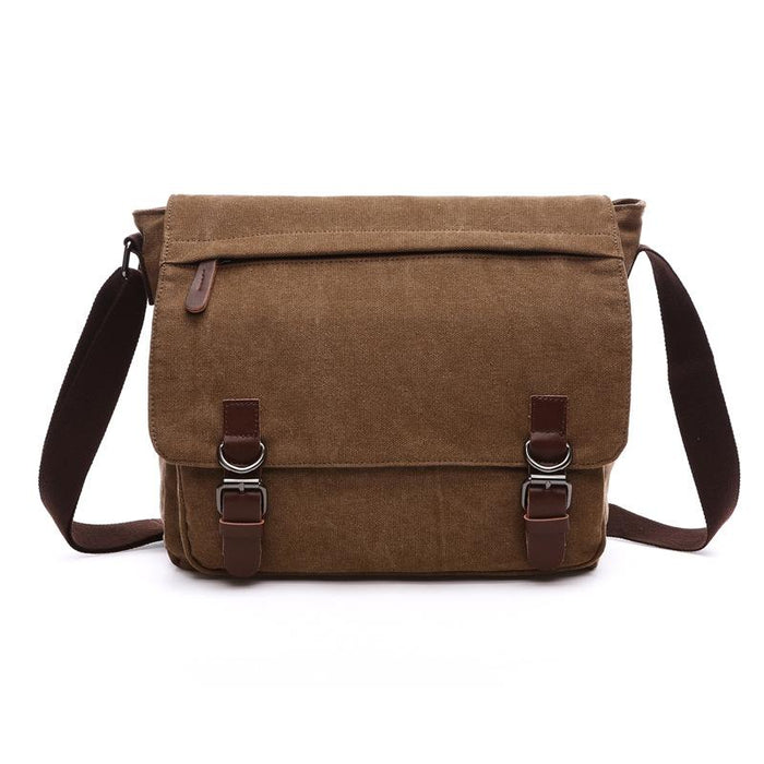 Multi Purpose Coffee Canvas Messenger Bag For Business And Tech
