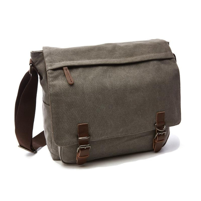Gray Canvas Business Messenger Bag Versatile & Medium