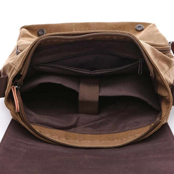 Gray Canvas Business Messenger Bag Versatile & Medium