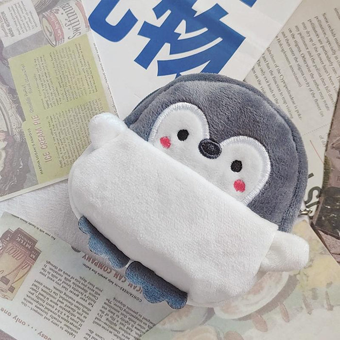 2Pcs Cute Little Penguin Coin Purse Lipstick Data Cable Bag 9X8.5X4Cm