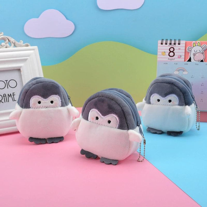 2Pcs Cute Little Penguin Coin Purse Lipstick Data Cable Bag 9X8.5X4Cm
