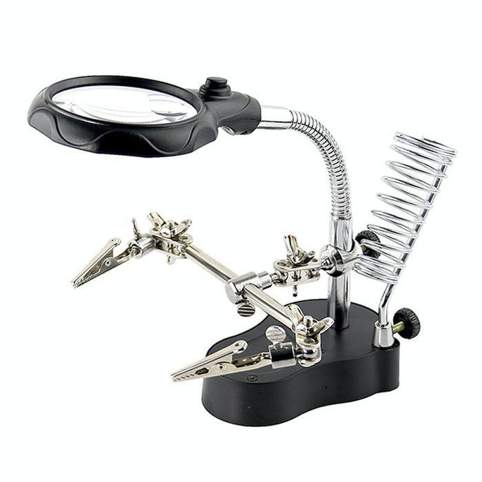 16126-A 3.5X/12X Led Light Stand Type Watch Repair Magnifier With Auxiliary Clip