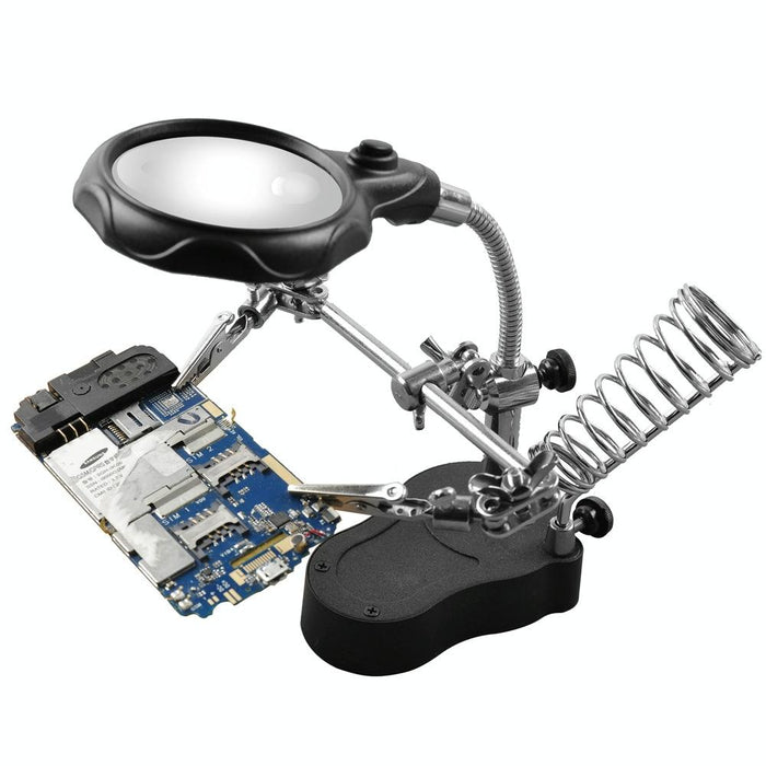16126-A 3.5X/12X Led Light Stand Type Watch Repair Magnifier With Auxiliary Clip