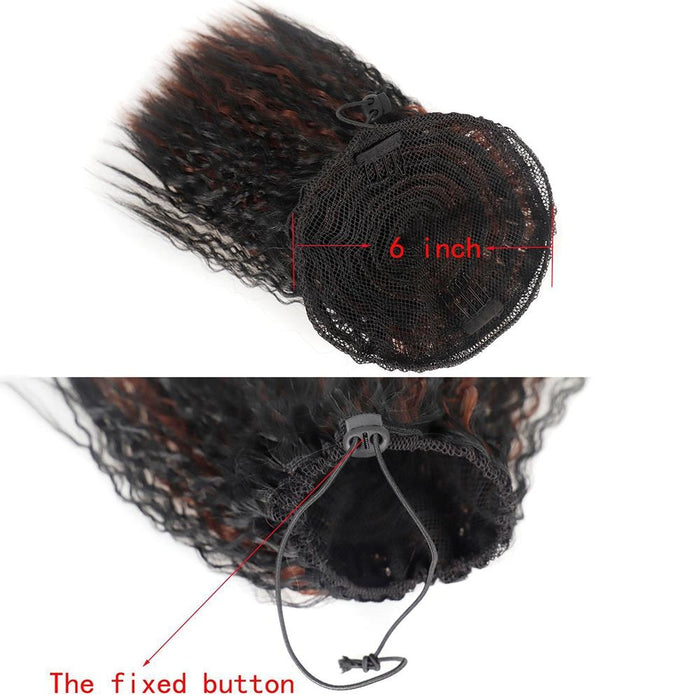 Fluffy Short Drawstring Perm Curly Wig Fixed Ponytail Colour 33