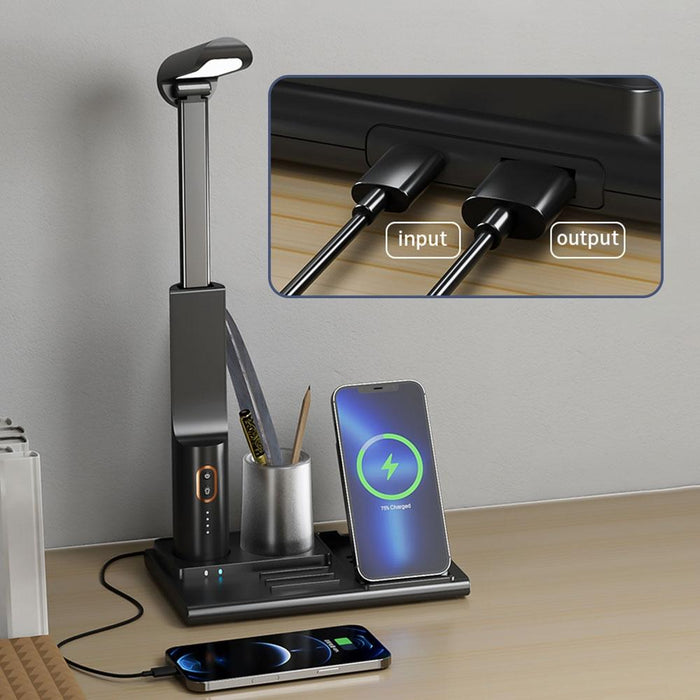 15W Wireless Charging Desk Lamp With Phone Stand & Pen Holder