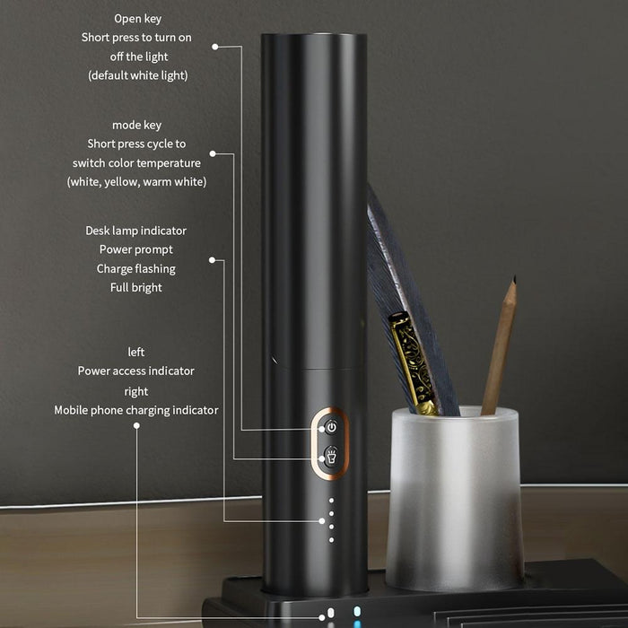 15W Wireless Charging Desk Lamp With Phone Stand & Pen Holder