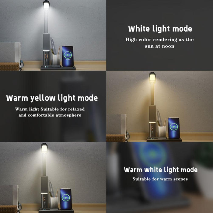 15W Wireless Charging Desk Lamp With Phone Stand & Pen Holder