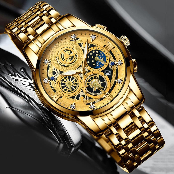 4010 Multifunctional Waterproof Hollowed Luminous Quartz Watch