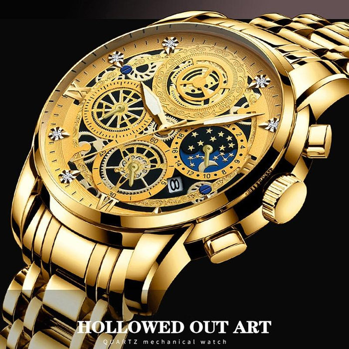 4010 Multifunctional Waterproof Hollowed Luminous Quartz Watch