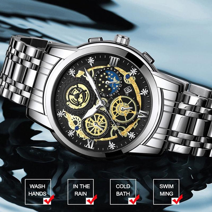 4010 Multifunctional Waterproof Hollowed Luminous Quartz Watch