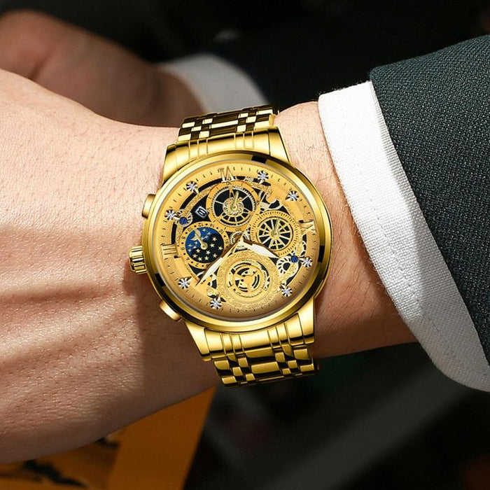 4010 Multifunctional Waterproof Hollowed Luminous Quartz Watch