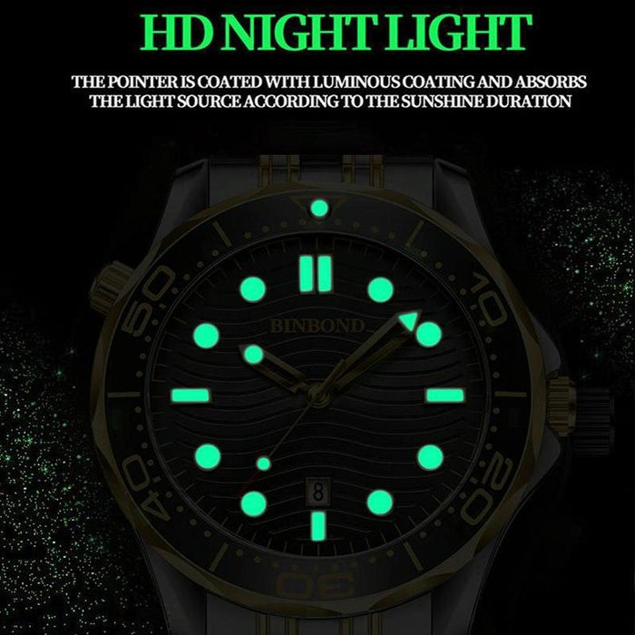 Inter-Gold Black Surface B2820 Luminous 30M Waterproof Men Sports Quartz Watch