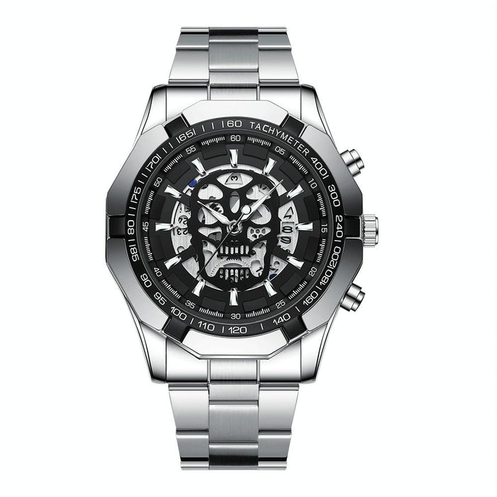 S034 30M Waterproof Quartz Skull Skeleton Luminous Watch