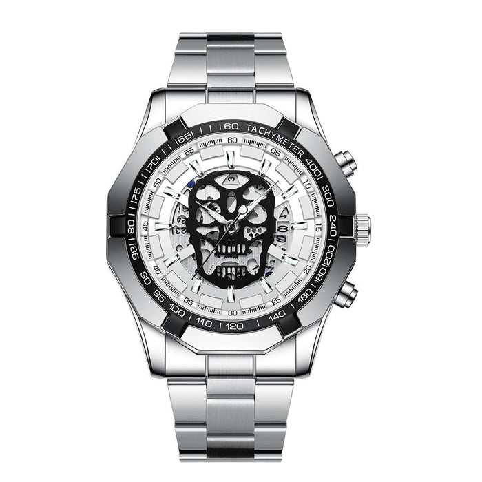 S034 30M Waterproof Quartz Skull Skeleton Luminous Watch