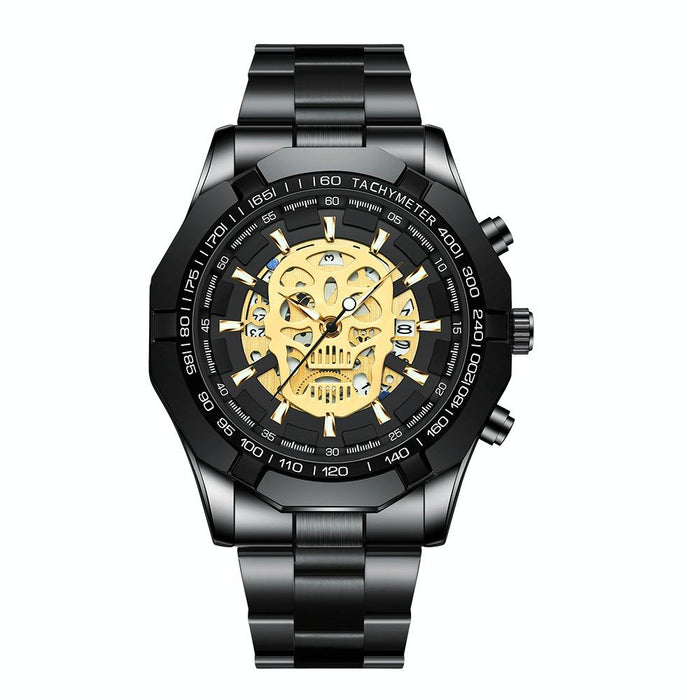 S034 30M Waterproof Quartz Skull Skeleton Luminous Watch