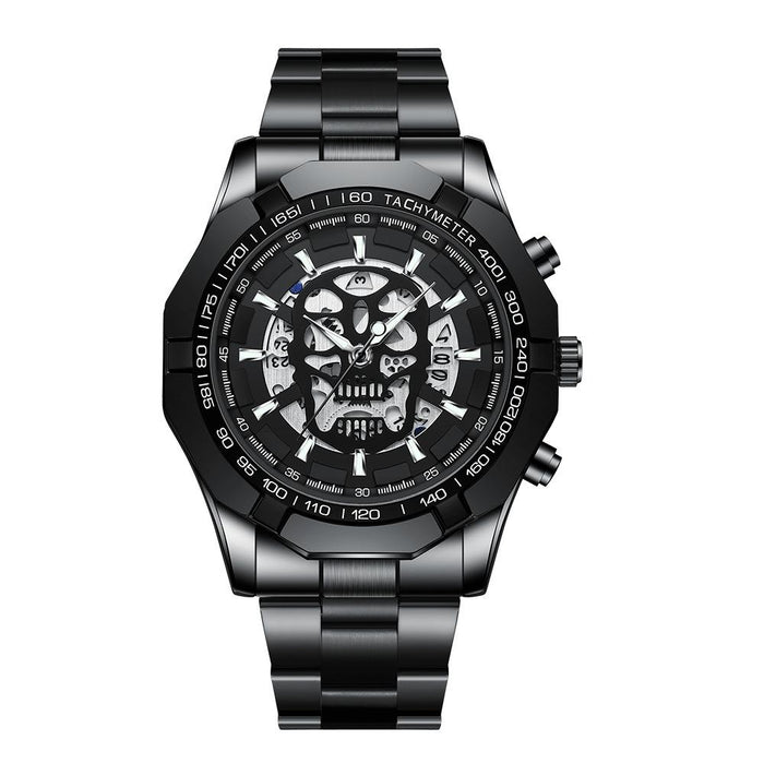 S034 30M Waterproof Quartz Skull Skeleton Luminous Watch